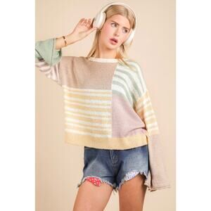 Very J - Color Block & Stripe Sweater